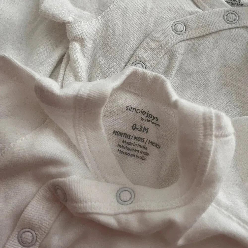 Lot 7 Simple Joys by Carter’s White Side Snap Kimono Short Sleeve Shirts 0-3M
